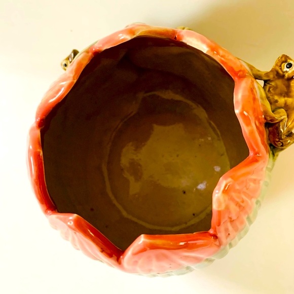 Vintage 3 D Frog On Water Lily Ceramic Planter 1950s - Picture 7 of 14